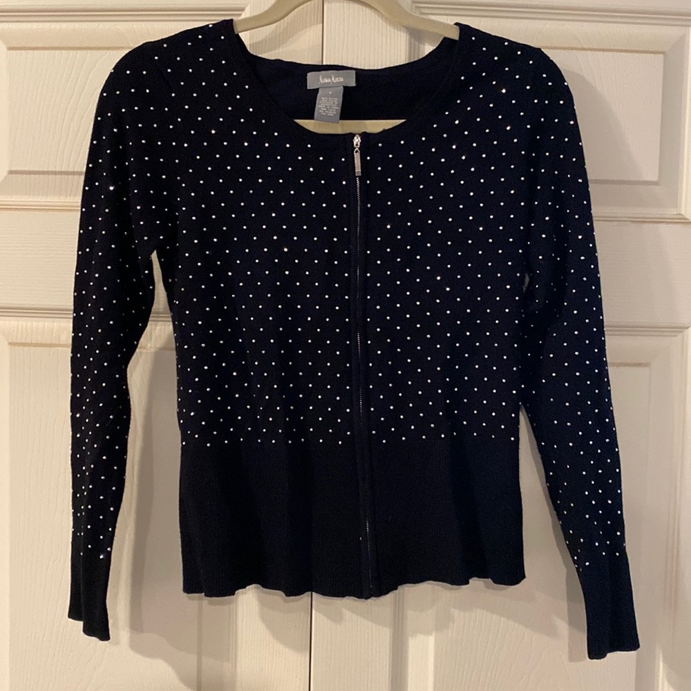 Neiman Marcus black studded cardigan Small